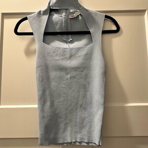 Zara Sky Blue Sleeveless Blouse